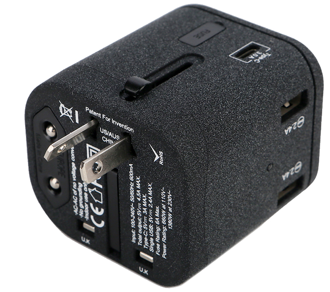 Nordace Universal Travel Adapter with USB Charging Ports & Type-C USB