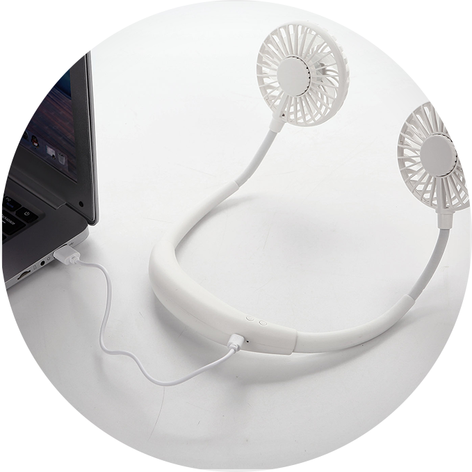 WT-F63 Ventilateur de Cou Léger USB Sans Feuilles Chargement de Couchage de  Refroidissement D'été - Blanc