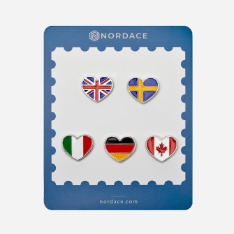 Nordace 5 Countries Heart Push Pins